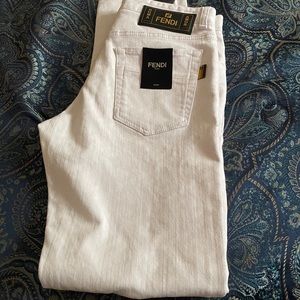 White Fendi slim fit jeans